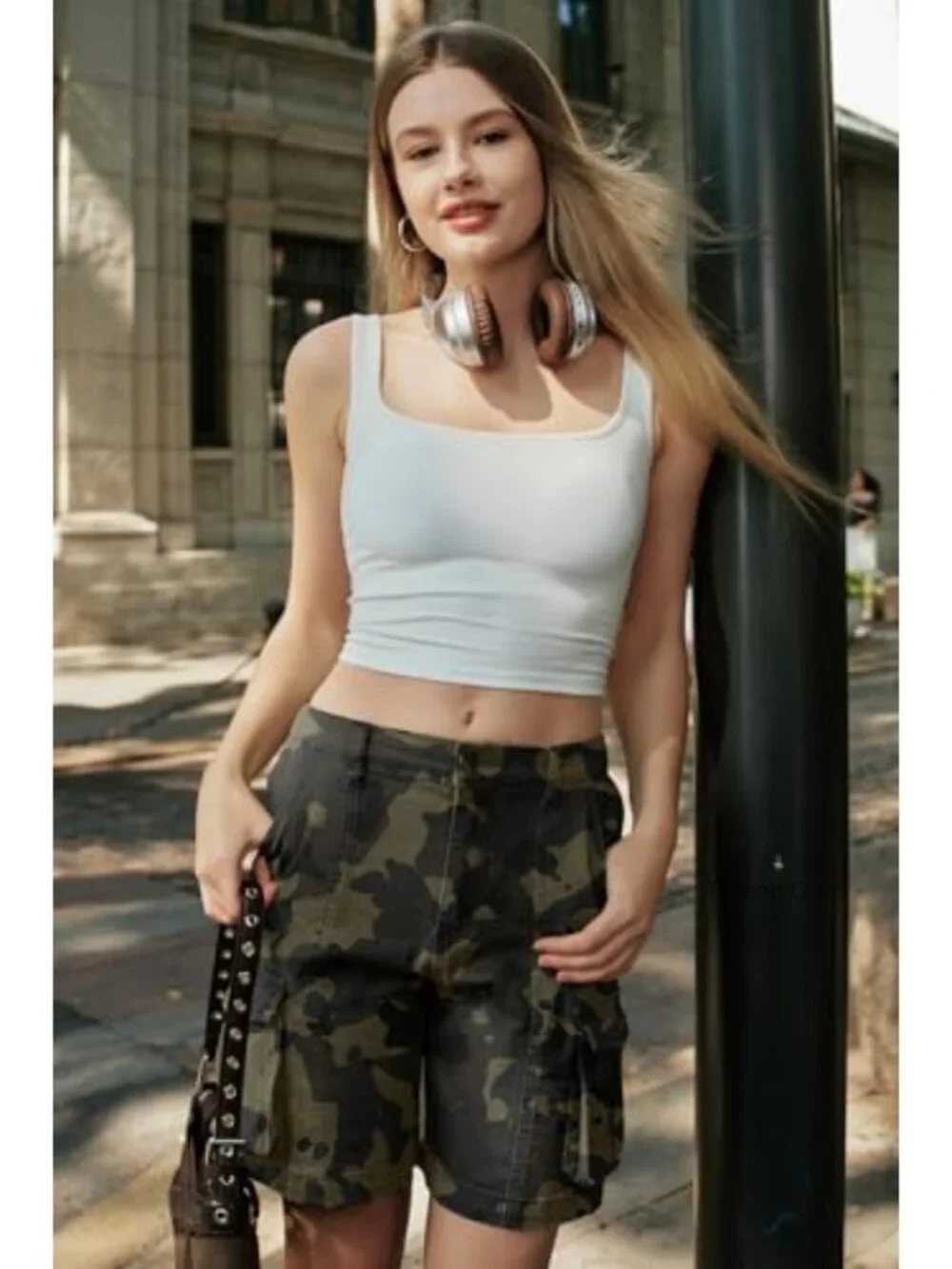 High Waist Cargo Shorts with Pockets Hiking Summer